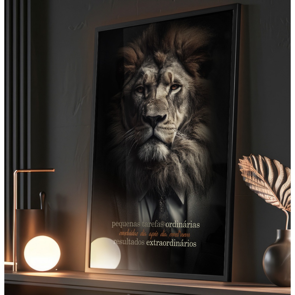 Quadro De Leao Para Sala Com Moldura Quadro Motivacional Quadro Decorativo Escritório Frase Tarefas
