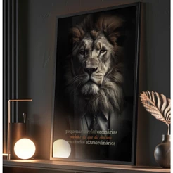 Quadro Decorativo Sala Leão Quadro Motivacional Escritório Leão de Terno Quadro Leão com Moldura