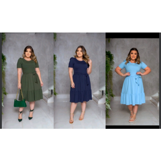 Vestido Midi Moda Evangélica Plus Size Luxo Festa Grupo fardamentoe c Congresso Verde e azul até 52 (TATA)