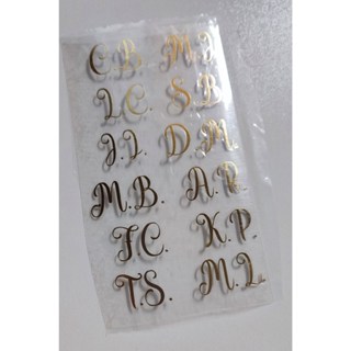 Adesivo TERMOCOLANTE -  Iniciais - 1,5 cm altura -  Cartela com 12 PARES DE INICIAIS - Filme de recorte em Oferta na Shopee