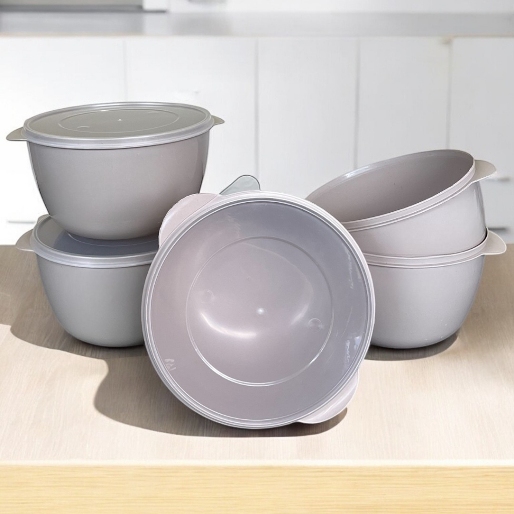 Kit 5 Potes Bowls 2,8 Litros Marmita Tapoer Vasilha com Tampa Transparente