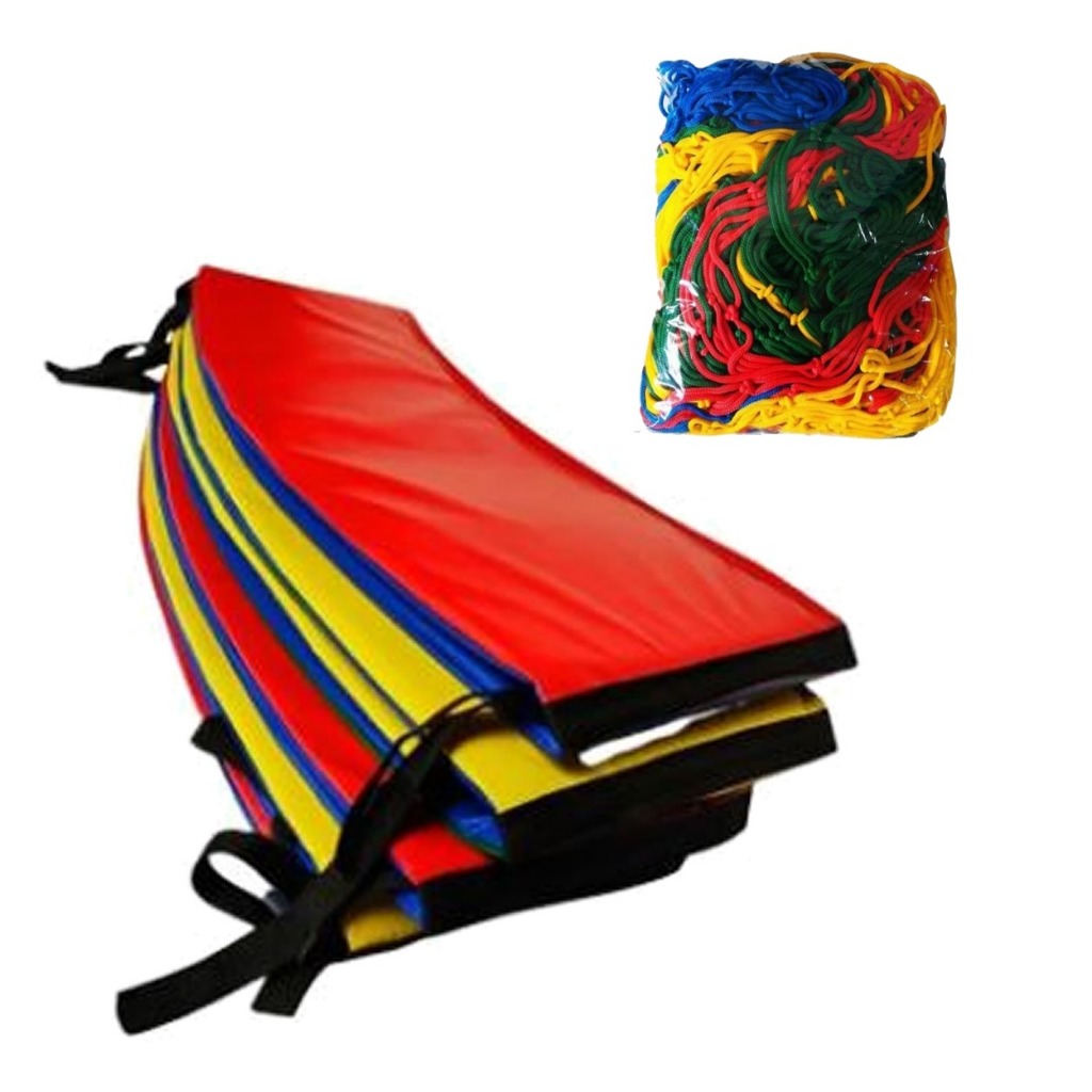 Kit de Acessórios: Pula Pula Trampolim Cama Elástica 1,40m: Protetor de Mola + Rede Proteção 1,40m