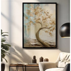 Quadro Decorativo Sala Com Moldura Árvore Dourada Quadro Com Moldura E Vidro Sala De Jantar Quarto