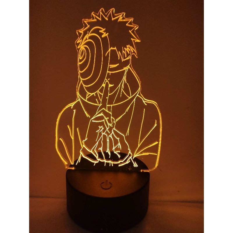 Luminária Abajur Super Led Tobi Obito Uchiha Naruto RGB 16 cores com controle remoto