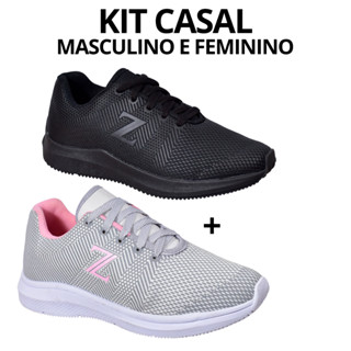 Kit Casal 2 Tênis Masculino Feminino Preto Cinza Pink Academia Esportes Treino Confortável Barato em Oferta na Shopee