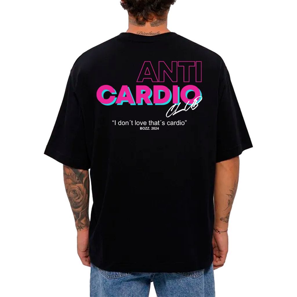 Camiseta Oversized Ou Basica Academia AntiCardio Gym Treino Hard Maromba