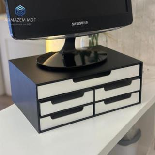 Gaveteiro para folha sulfite 5 gavetas em MDF Pintado material escritório suporte para monitor em Oferta na Shopee
