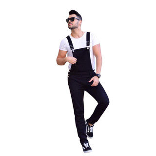 Macacão Sarja Skiny Masculino Preto Alleppo Jeans