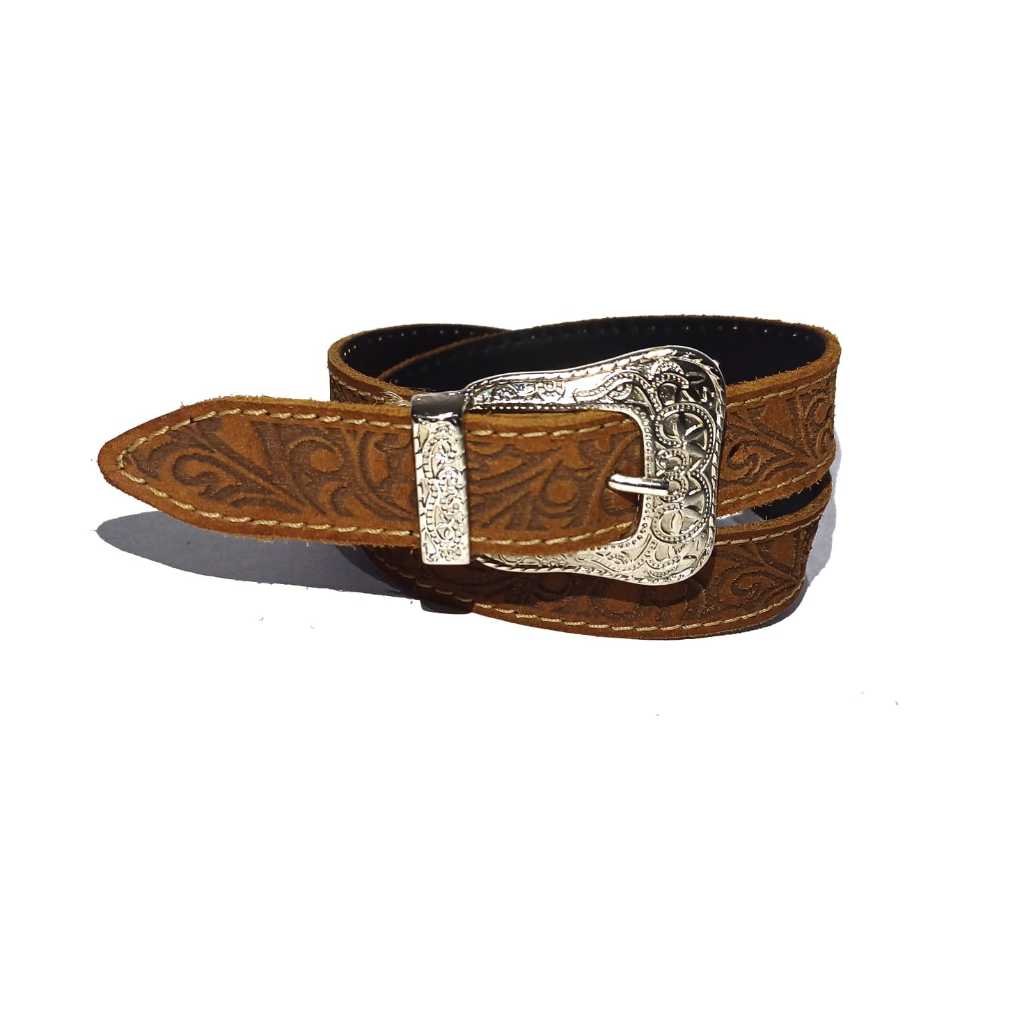Cinto de Criança em Couro Fivela Country Boiadeira Infantil Feminino Marrom