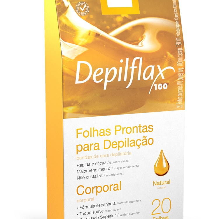 FOLHAS PRONTAS CORPORAIS C/ 20 UNI. NATURAL Depilflax
