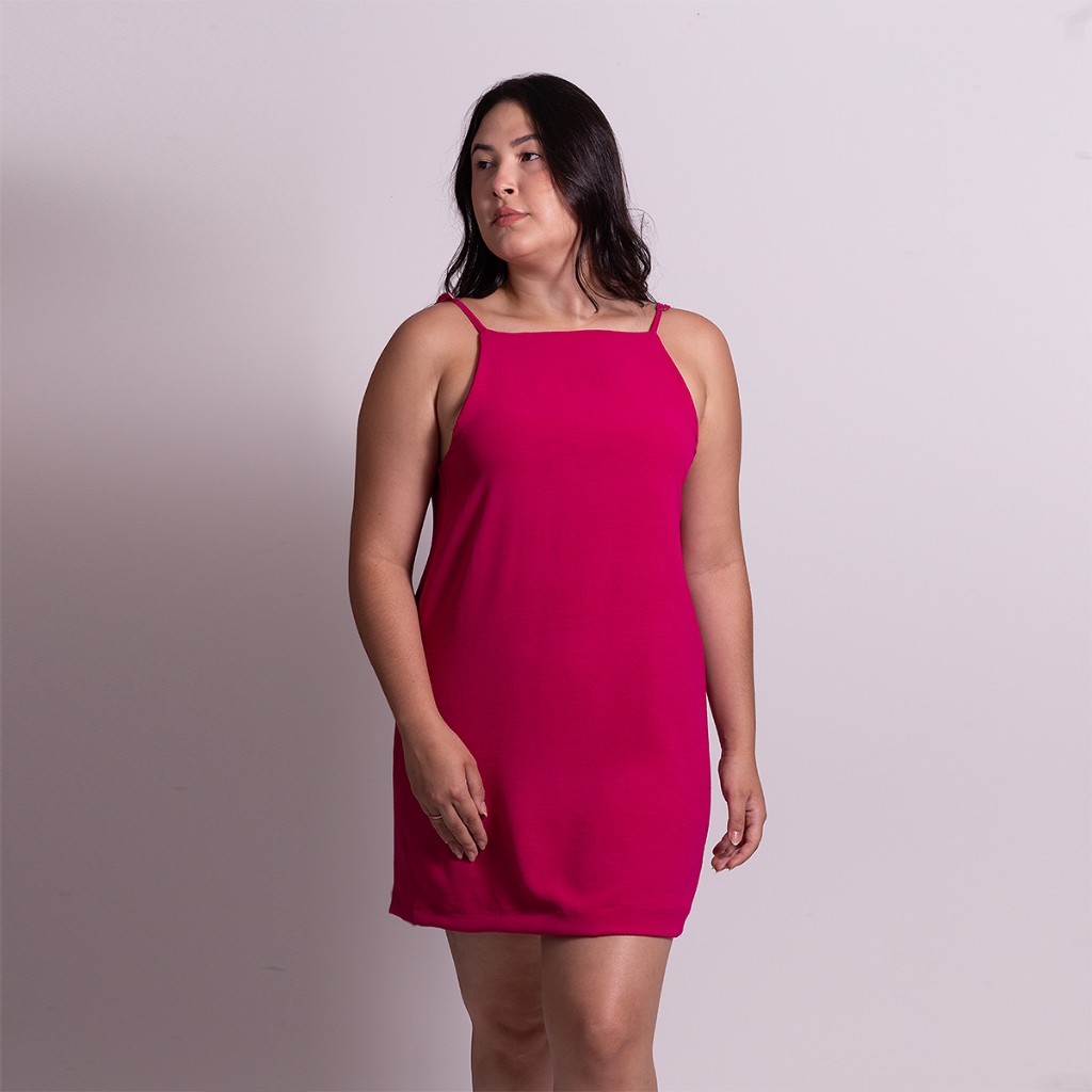 vestido basico casual crepe costas abertas tecido duna alcinha regulavel em Oferta na Shopee