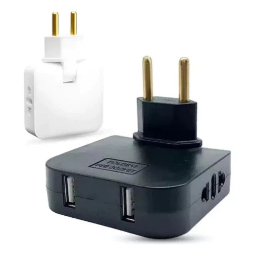 Tomada Adaptador Benjamin Dobrável 10A com 04 Entradas Duplo USB 10A 20A