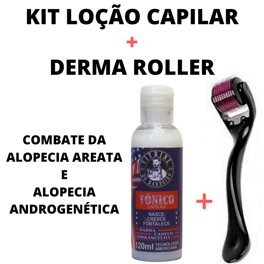 Kit Dermaroller + Tônico Capilar Unissex Para Crescimento do Cabelo Evita Queda em Oferta na Shopee