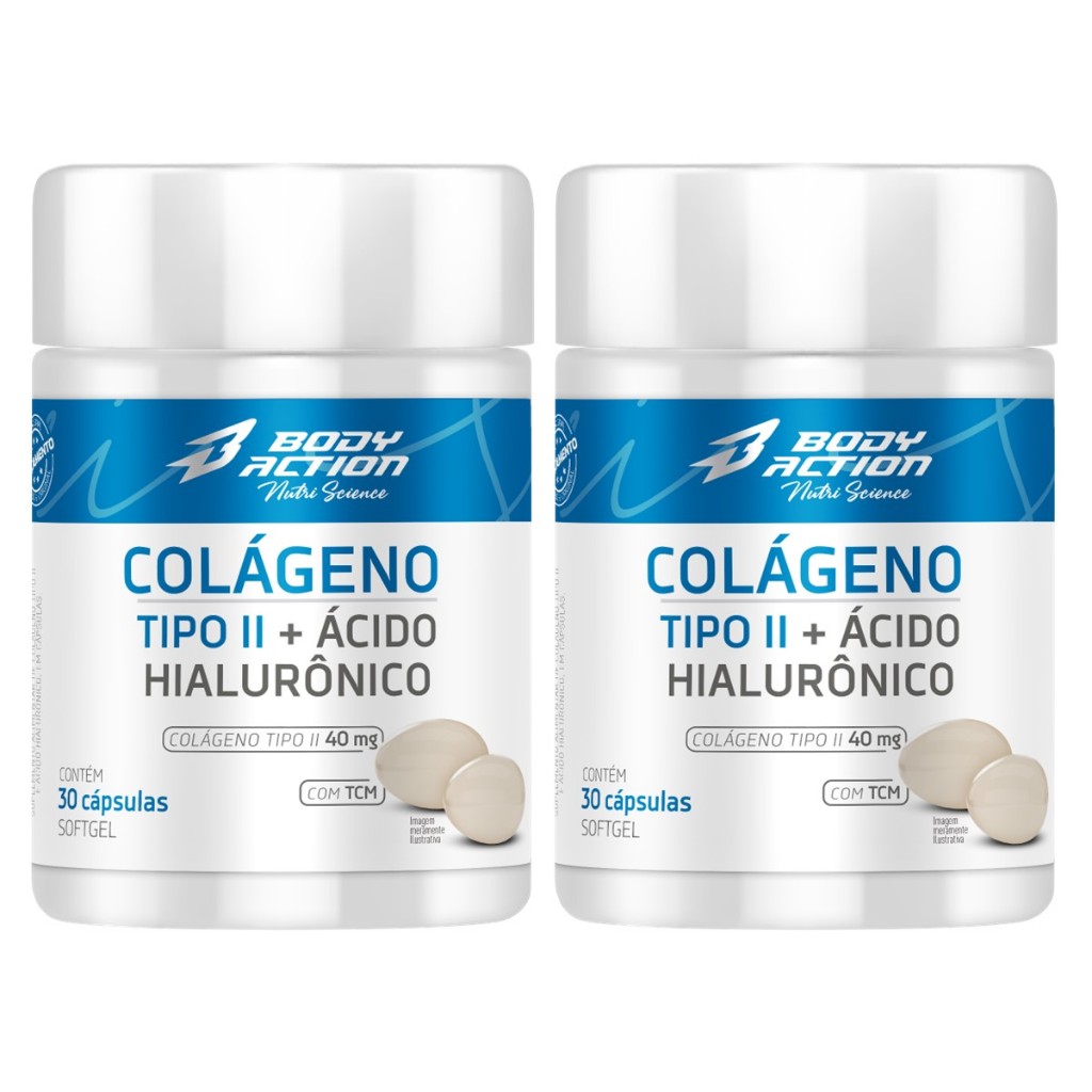 Kit 2x Colágeno Tipo 2 Com Ácido Hialurônico Total 60 Caps - 2 Meses Bodyaction em Oferta na Shopee