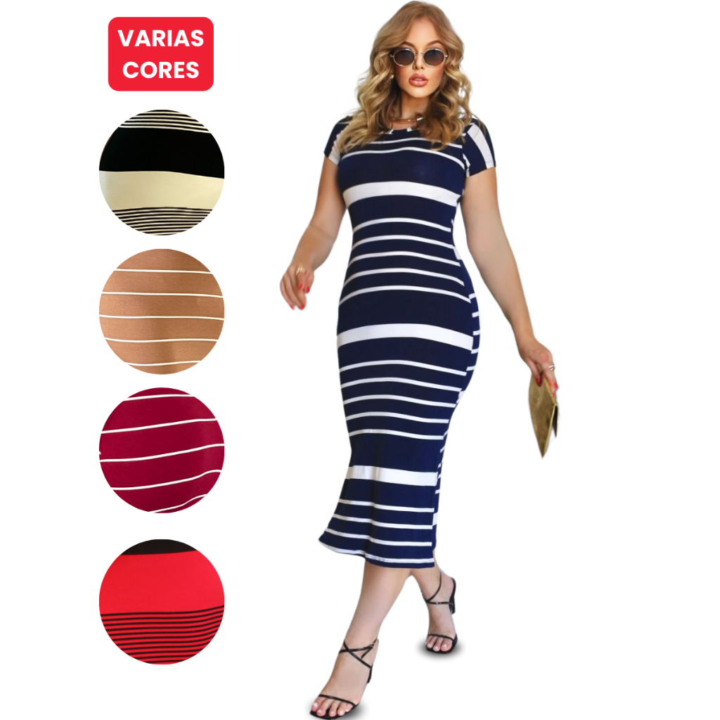Vestido Midi Basico Estiloso Confortável Barato, Viscolycra, Vestido Casual Com Fenda