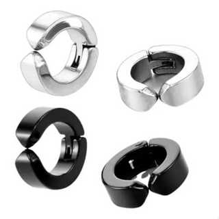 Kit 3 Pares Brinco de Pressão Argola Preto Prata Aço Inoxidável Durável e Sofisticado em Oferta na Shopee