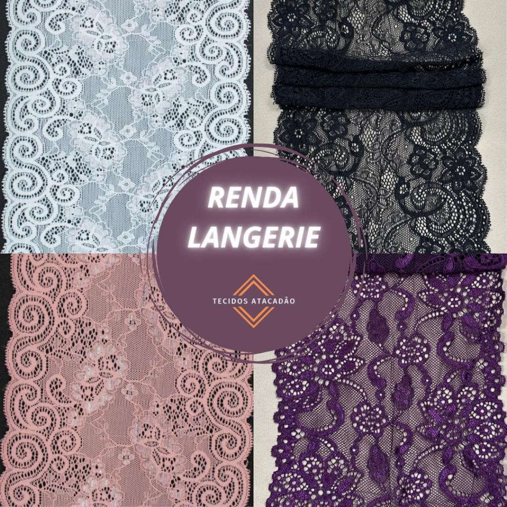3 Metros Tecido Renda Langerie comp. x 0.18cm larg. em Oferta na Shopee