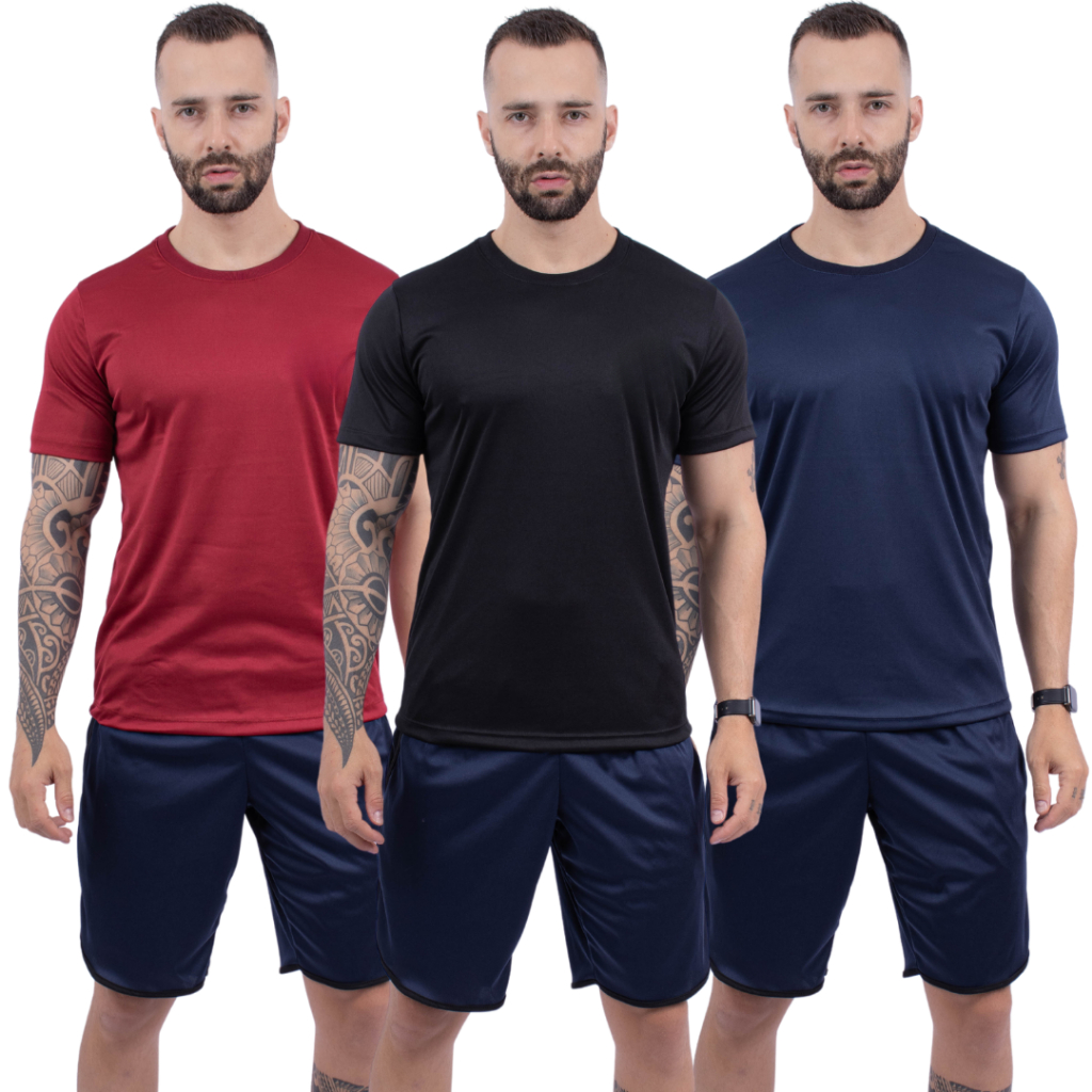 Kit 3 Camiseta Manga Curta Dry Masculina  Fitness Para Treino Academia e Corrida em Oferta na Shopee