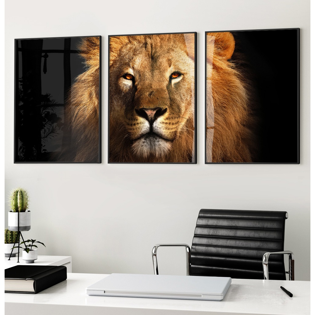 Quadro Leão de Juda Grande Quadro Com Moldura Vidro Quadro Decorativo Sala Escri