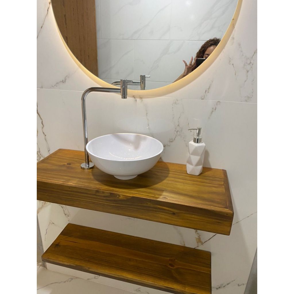 Bancada para Banheiro Madeira 70cmx45cm Bancada de Banheiro Bancada para Lavabo com Prateleira