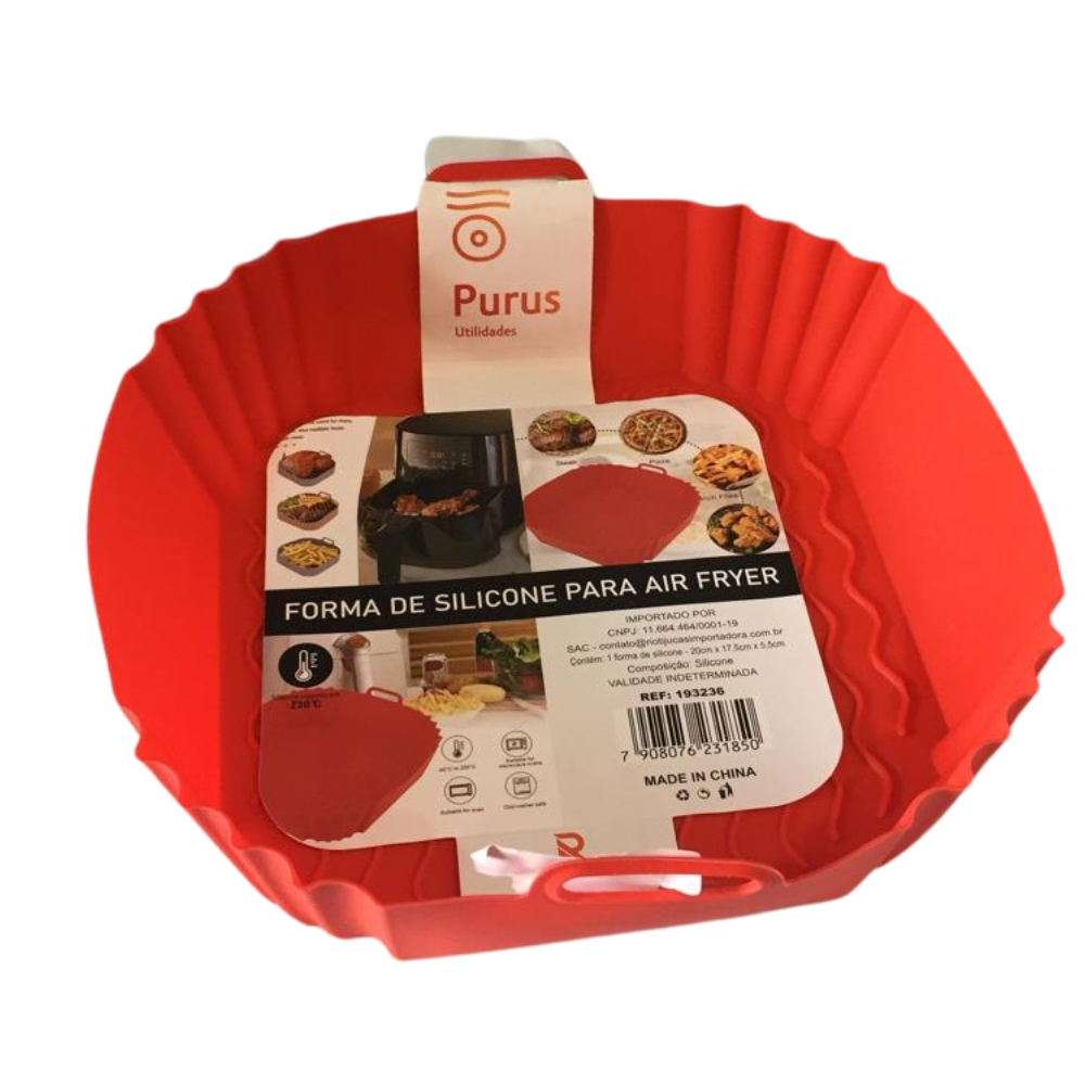 Forma De Silicone Para Air Fryer 20cm x 5cm Quadrada 193236 Utilidade de Cozinha