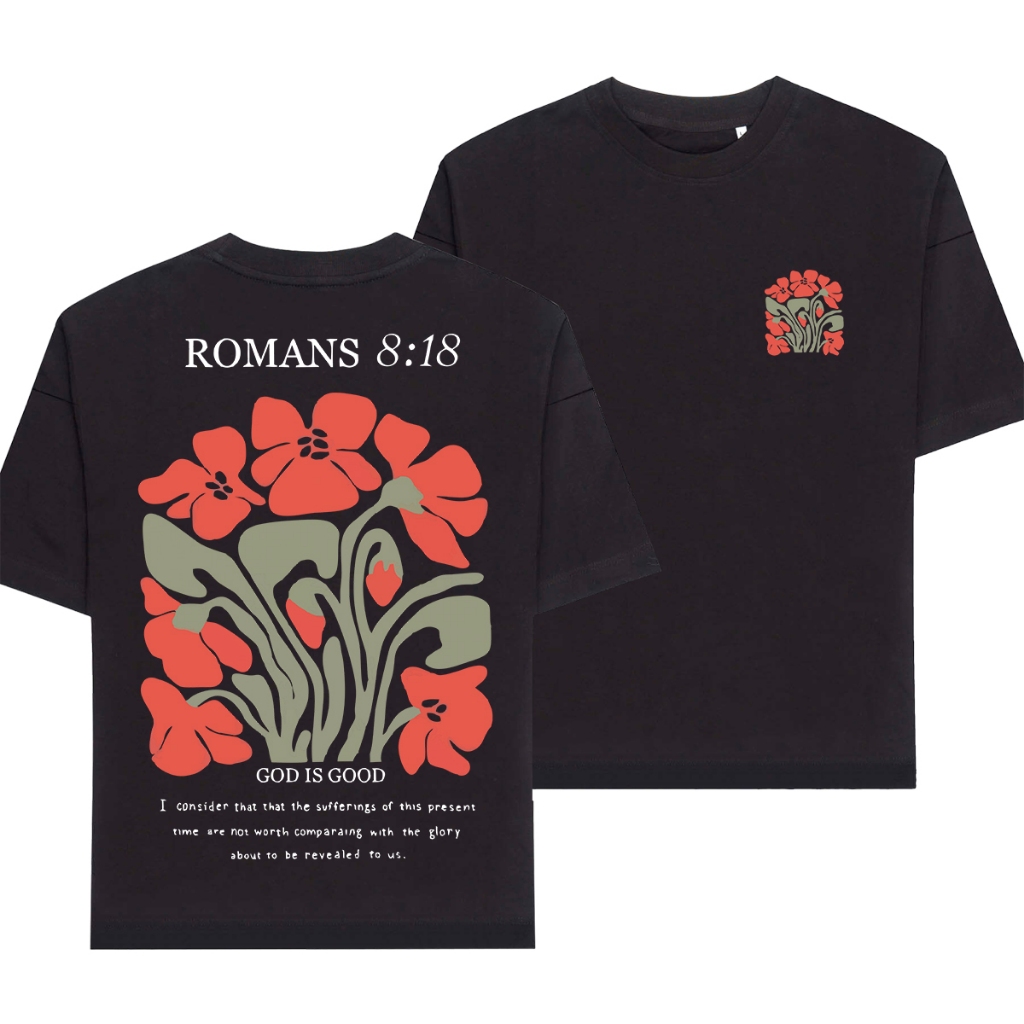 Camiseta Feminina Oversized ou T-shirt Frase Versículo Estampa Cristã Deus Gospel Fé Baby Look Preta — imagem 2 de 2