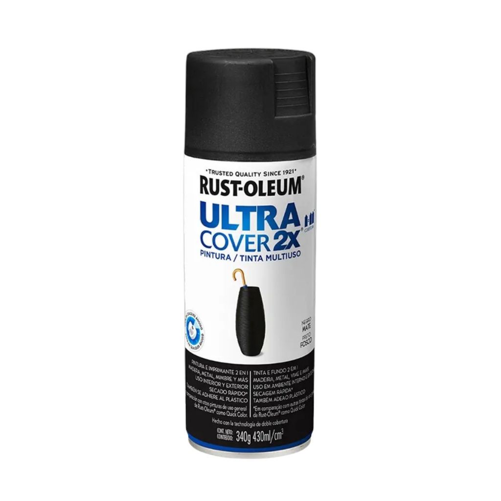 Spray Ultra Cover Preto Fosco Rust Oleum em Oferta na Shopee