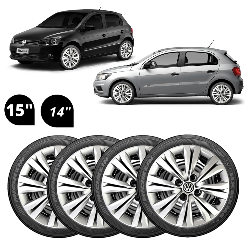 Jogo Calota Esportiva Aro 15 Vw Gol G4 G5 G6 - Aro 14 Gol Saveiro Voyage G4 G5 G6 G7 2017 2018