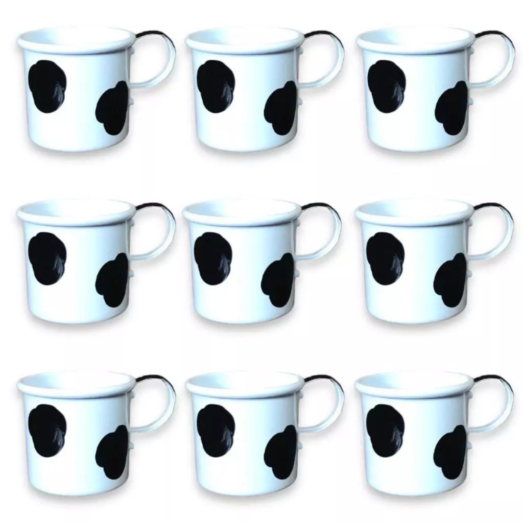 KIT 20 Canecas MINI 150ML C/ Mancha Vaca