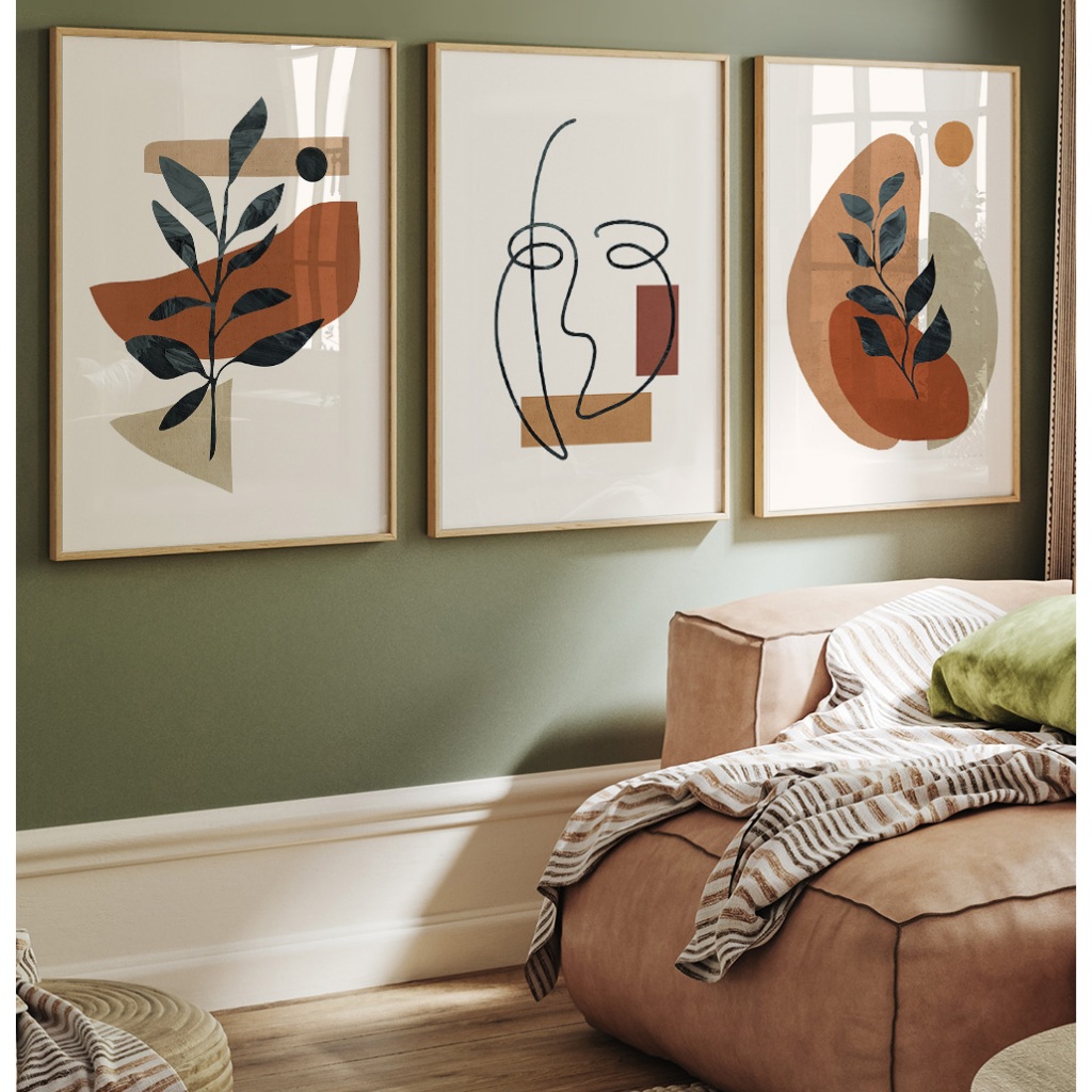 Quadros Decorativos Com Moldura Sala Quadro Decorativo Quarto Casal Trio Abstrato Rosto E Formas