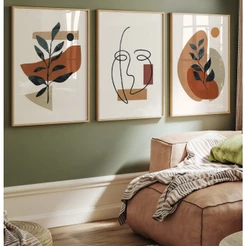 Quadros Decorativos Com Moldura Sala Quadro Decorativo Quarto Casal Trio Abstrato Rosto E Formas