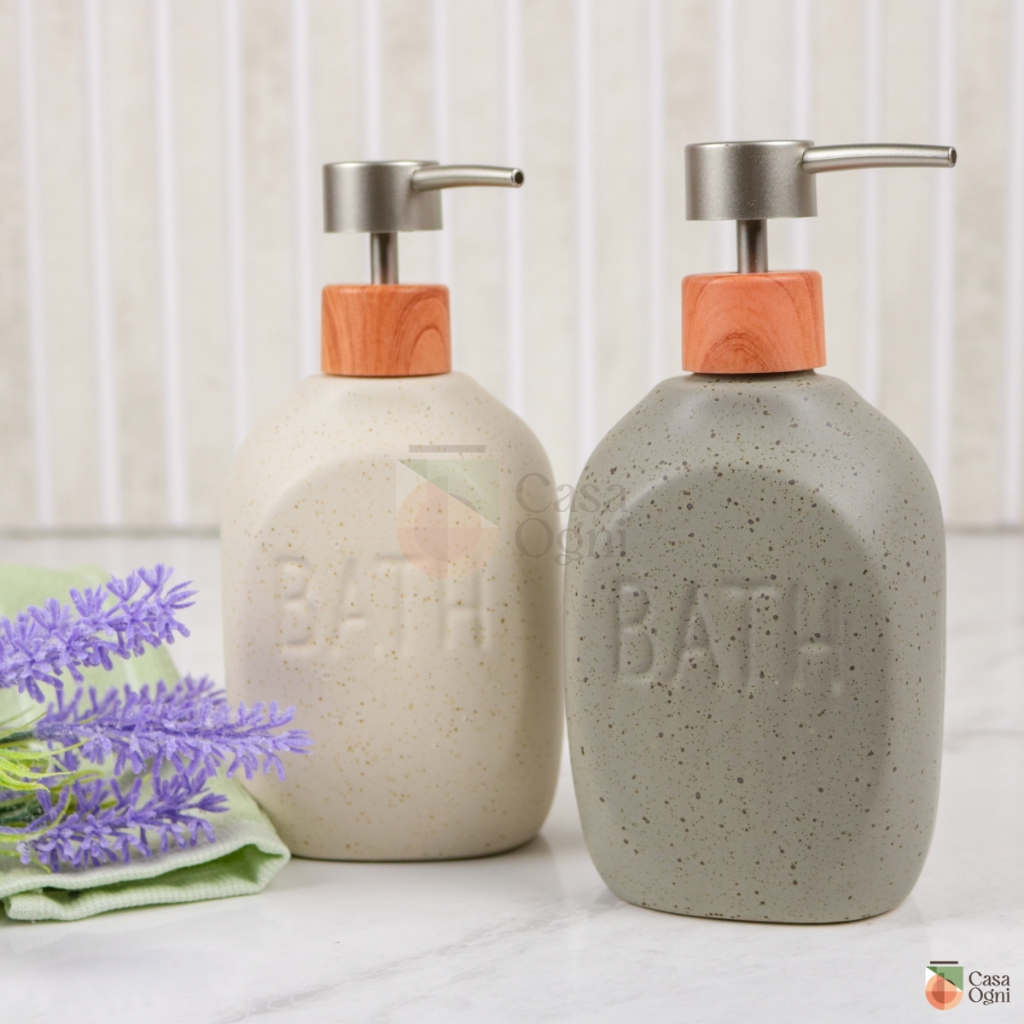 Porta Sabonete Líquido de Cimento 430ml Saboneteira p/ Banheiro Lavabo Granilite Bath