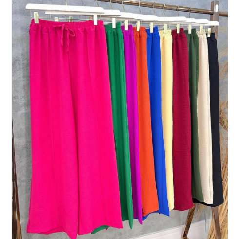 Calça Pantalona Plus Size Feminina Elástico Na Cintura Com Bolso Cintura Alta Tecido Duna