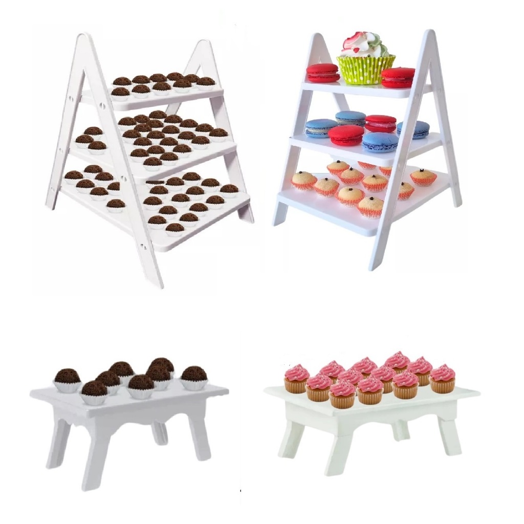 2 Escadinha Suporte e 2 Mesinha para Doces e Lembrancinhas para Kit Festa em Oferta na Shopee