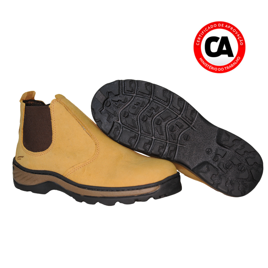 Bota Botina De Elástico Segurança De Couro Legítimo C.A. Adventure