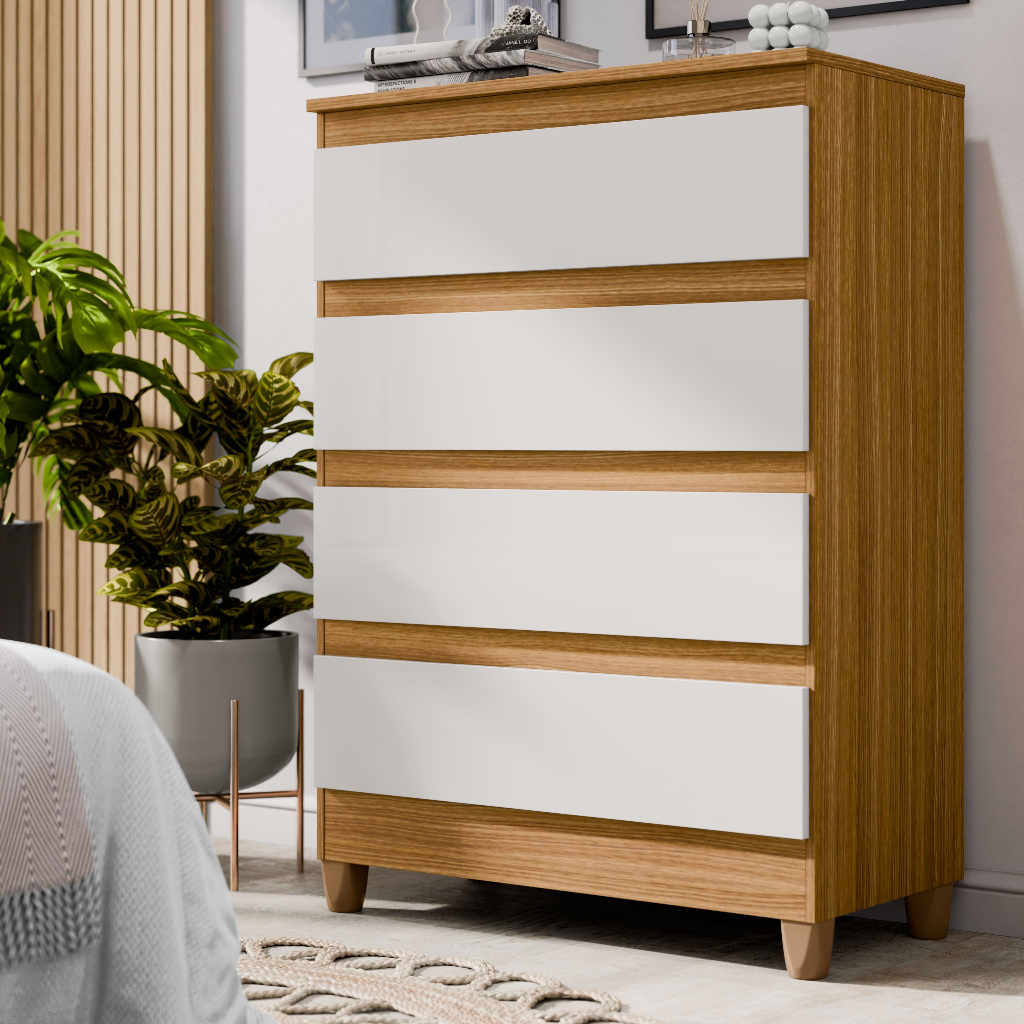 Cômoda Rio Com 4 Gavetas Para Quarto