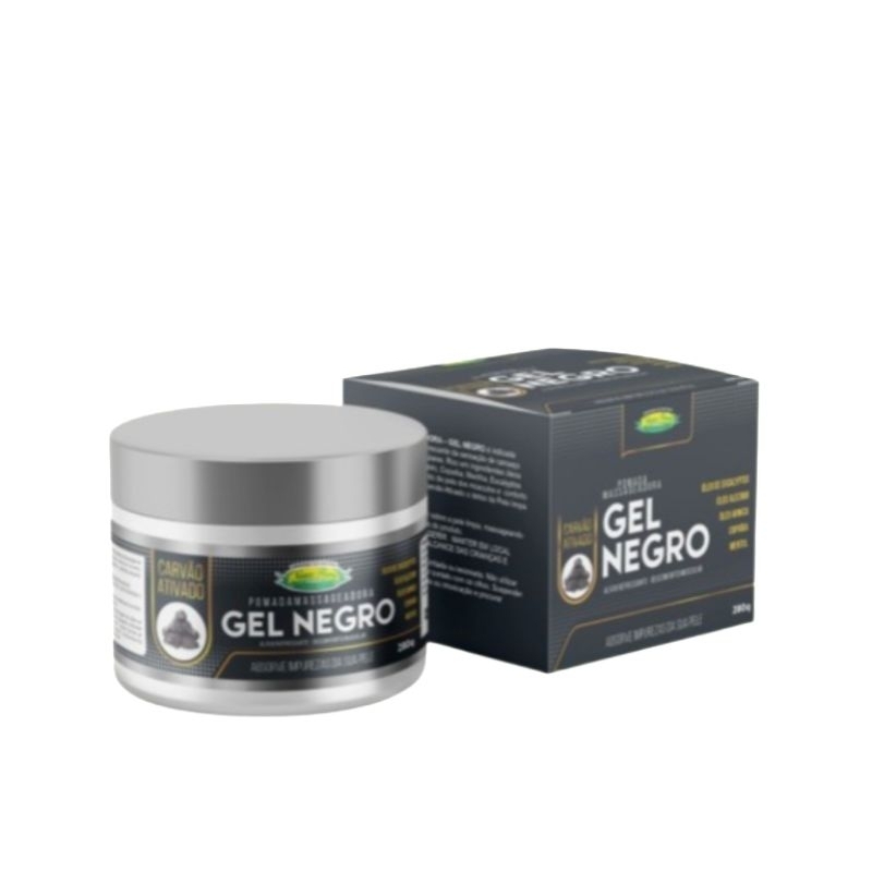 GEL NEGRO MASSAGEADOR CORPORAL ESPECIAL COM CARVÃO ATIVADO 280g nossa flora