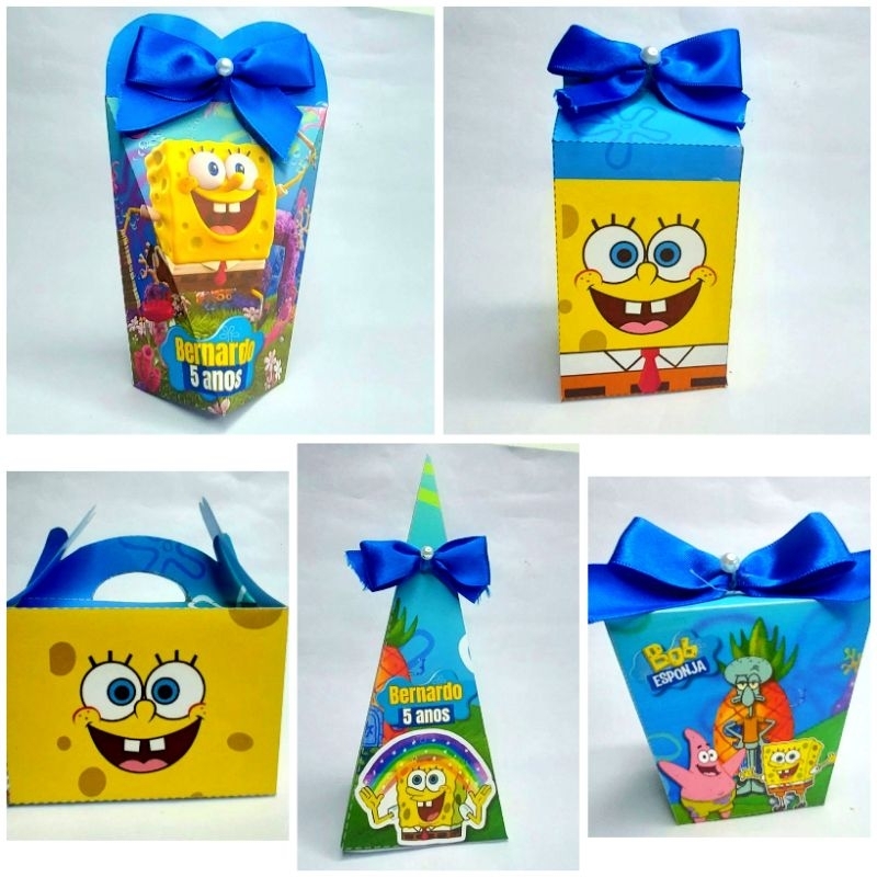 Kit 50 Lembrancinhas Personalizadas  Caixinhas de aniversário festa infantil BOB ESPONJA