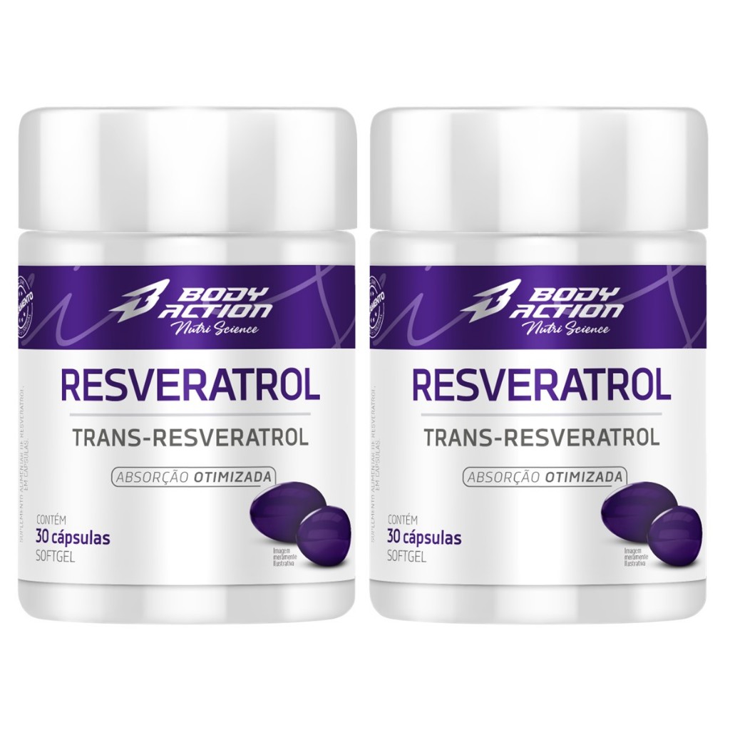 Kit 2x Resveratrol Trans Total 60 Caps - 2 Meses Bodyaction em Oferta na Shopee