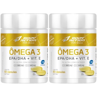 Kit 2x Ômega 3 Epa 660mg Dha 440mg + Vitamina E Total 120 Caps - 2 Meses Bodyaction em Oferta na Shopee