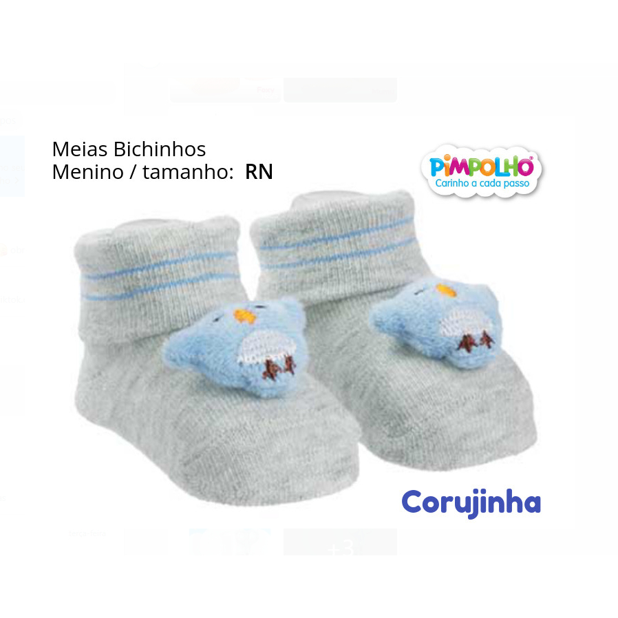 Meia Pantufa Bichinhos RN Pimpolho Corujinha Menino 030045403
