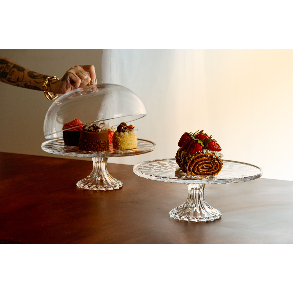 Prato para Bolo de Cristal com Pé 31cm x 23,5cm - Lyor - Home & Living