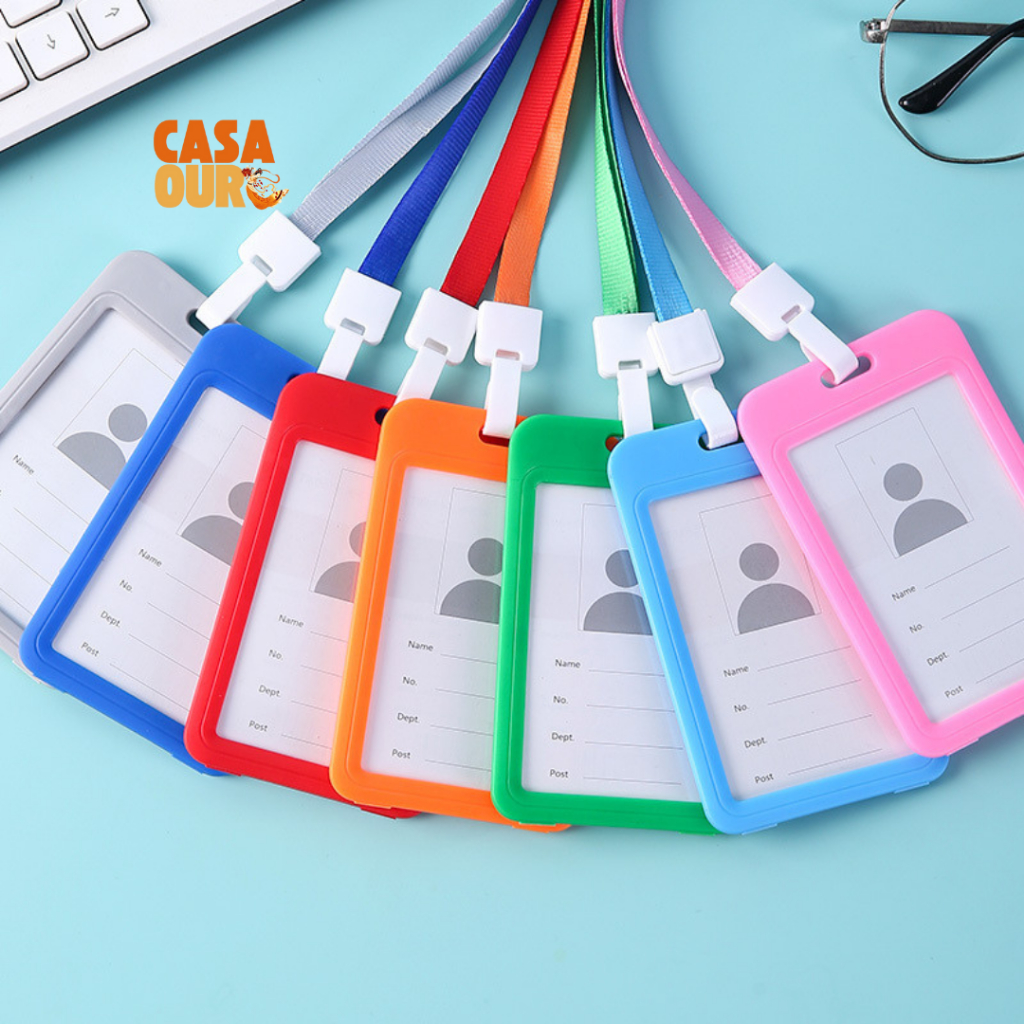 Porta Crachá Cartão Identificação com Cordão Multicorido Plástico Moderno Prático Escola Faculdade em Oferta na Shopee