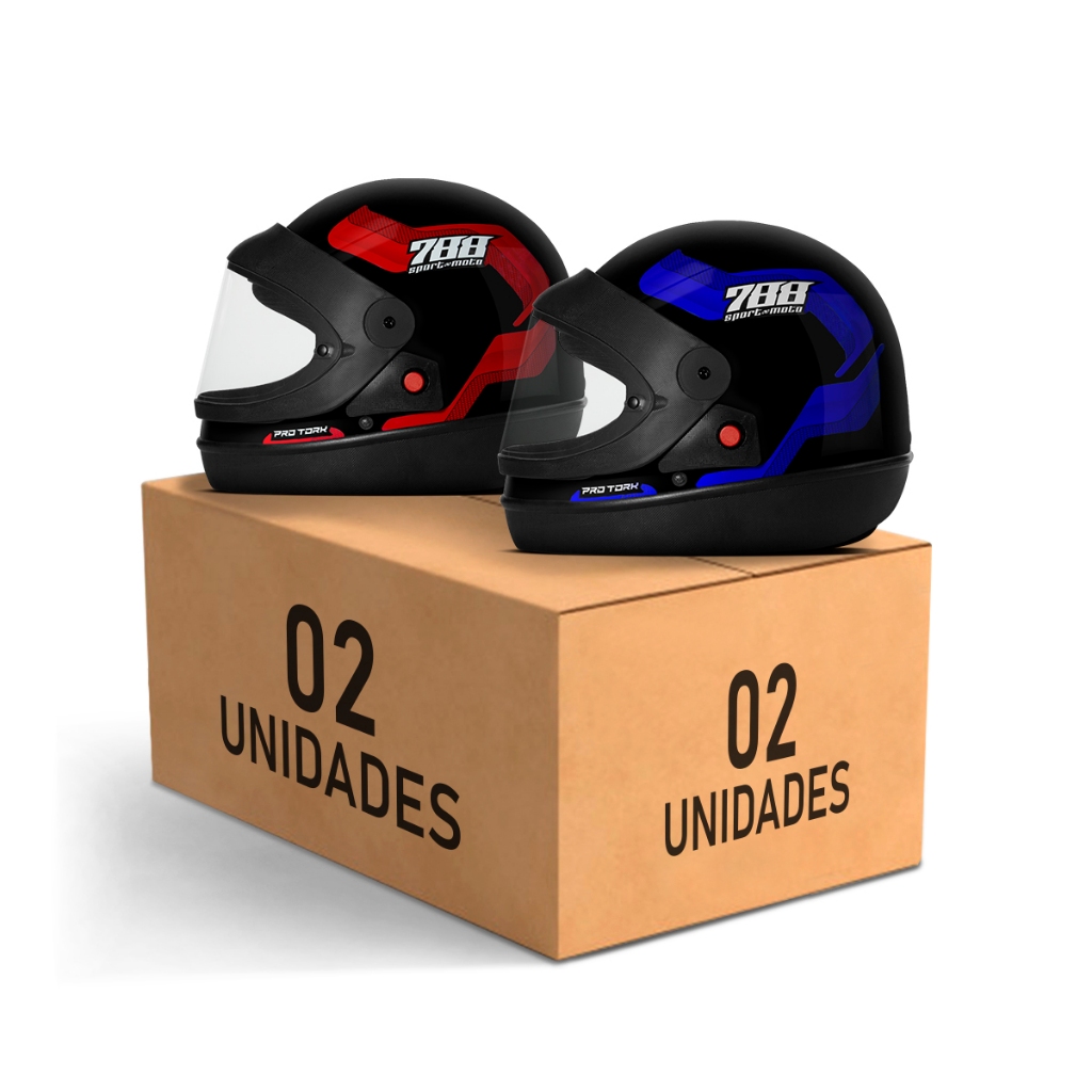 Kit Capacete Moto Masculino e Feminino Integral Pro Tork Sport Moto 788 Viseira Automática Vermelho em Oferta na Shopee