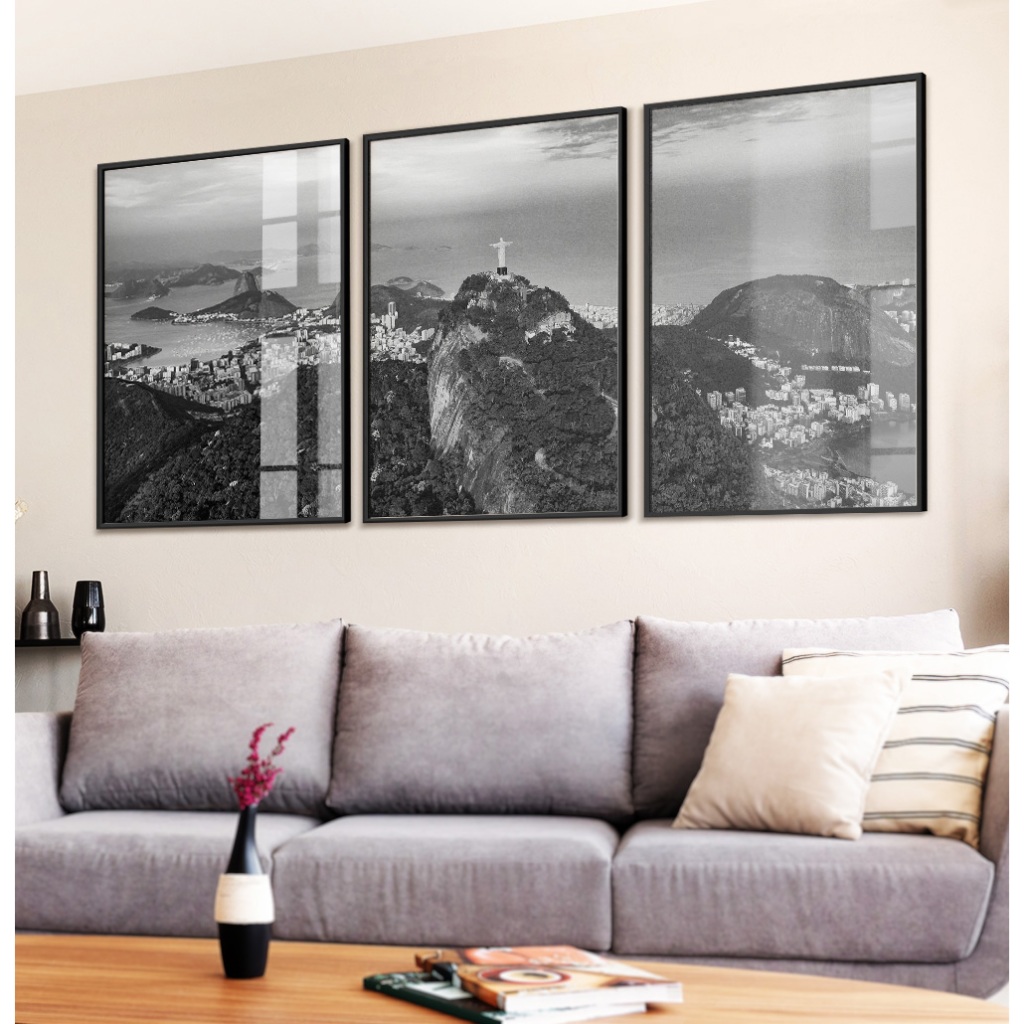 Quadro Rio De Janeiro Quadro Decorativo Sala Quadro Quarto Quadro Preto E Branco Com Moldura Trio