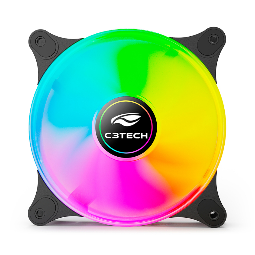 Cooler Fan Gamer LED RGB Multicor Rainbow Molex Ventoinha para Gabinete 120mm com Parafusos