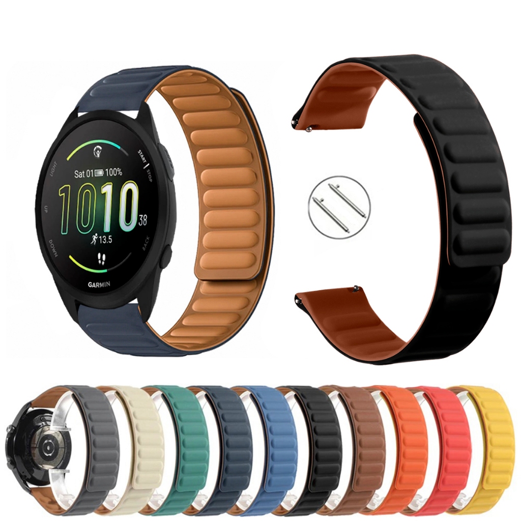 Pulseira 20mm Silicone Elos Imã Magnética para Smartwatch Garmin forerunner 165 de Engate Rapido