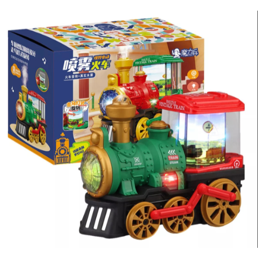 Trem elétrico para crianças, trem de brinquedo interativo com luz e som.