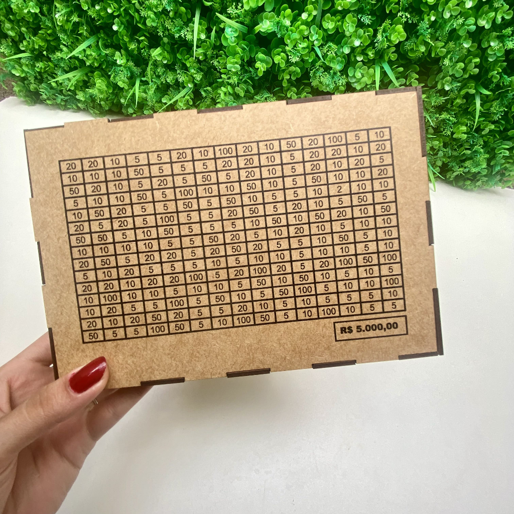 Caixa Cofre Desafio Dinheiro 5 mil em mdf