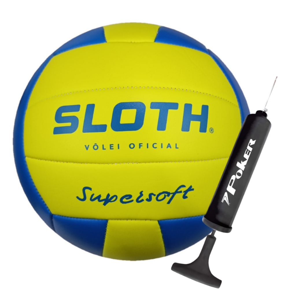Bola de Volei Sloth SuperSoft Quadra / Praia Pu Costurada Macia + Bomba de Ar em Oferta na Shopee